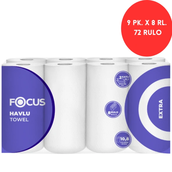 Focus Extra Kağıt Havlu Çift Katlı 8'li x 9 Paket (50000549)
