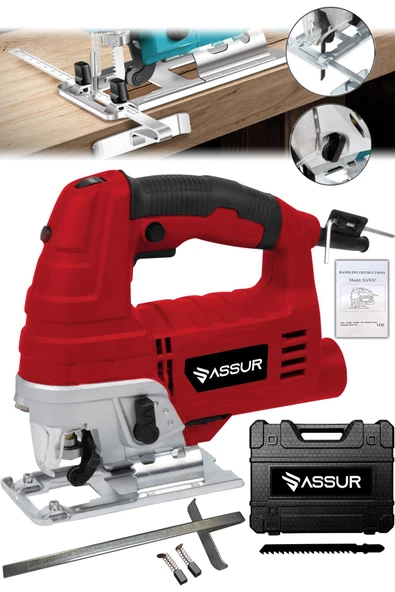 Assur Bakır Sargılı 800 W Professional Devir Ayarlı Dekupaj Bıçkı Testere Makinası Kırmızı