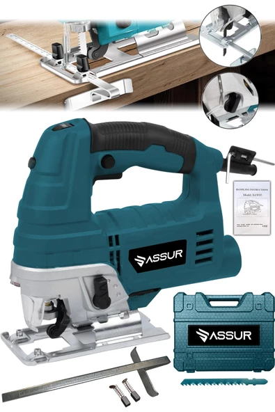 Assur Bakır Sargılı 800 W Professional Devir Ayarlı Dekupaj Bıçkı Testere Makinası Mavi