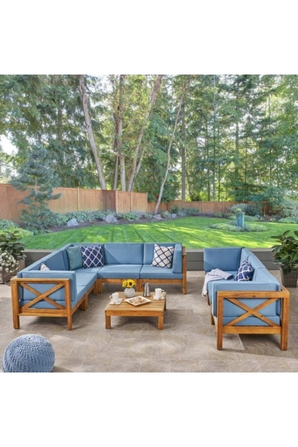 ODUNS Defne Bahçe Balkon Teras Ahşap Köşe Koltuk Takımı