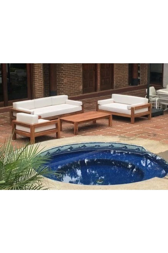 ODUNS Bella 3+2+1 Bahçe Balkon Teras Ahşap Oturma Grubu (Fırça Boya) - 3