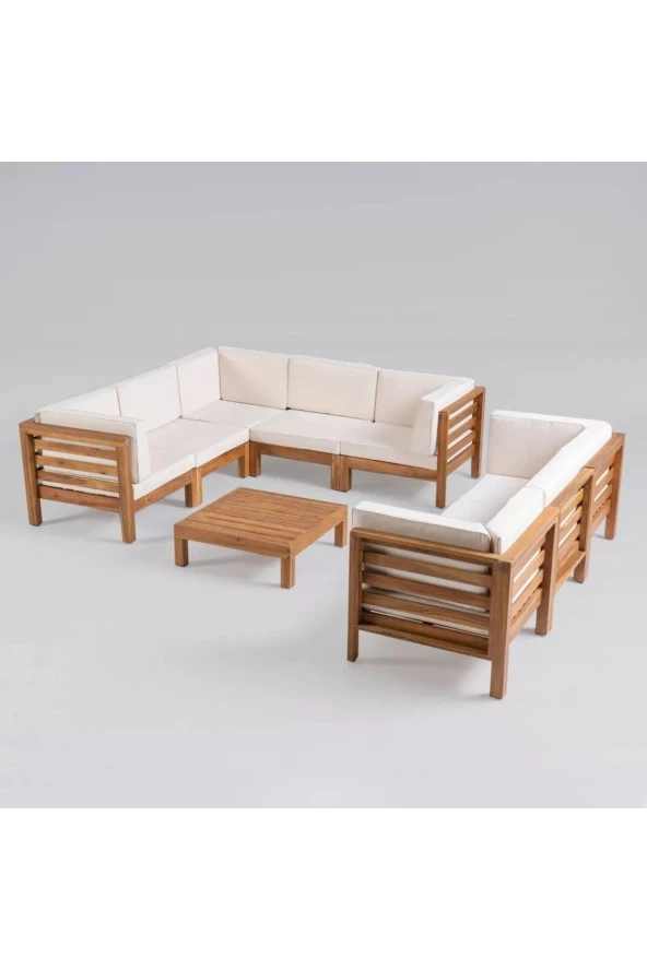 ODUNS Sandal Bahçe Balkon Teras Ahşap Köşe Koltuk Takımı