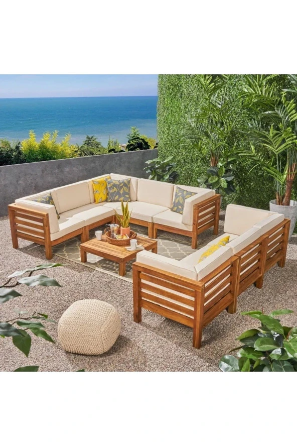 ODUNS Sandal Bahçe Balkon Teras Ahşap Köşe Koltuk Takımı - 2