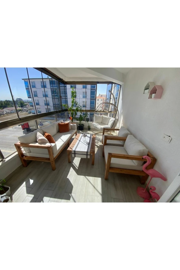 ODUNS Hera 3+1+1 Bahçe Balkon Teras Ahşap Oturma Grubu