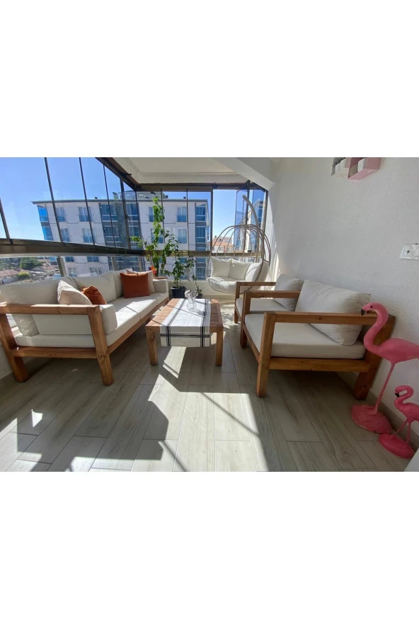 ODUNS Hera 3+1+1 Bahçe Balkon Teras Ahşap Oturma Grubu - 2