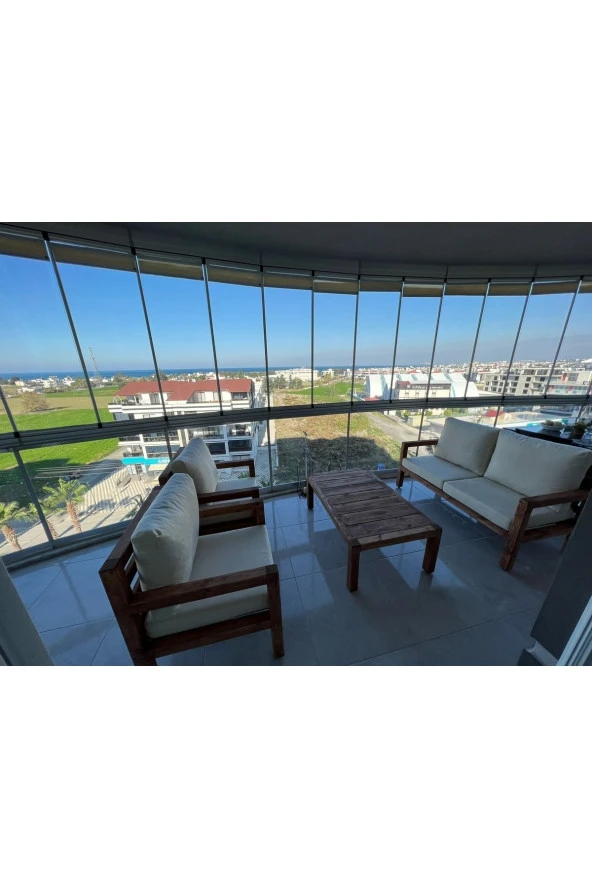 ODUNS Trian 2+1+1 Bahçe Balkon Teras Ahşap Oturma Grubu - 3