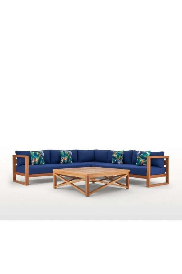 ODUNS Azelya Bahçe Balkon Teras Ahşap Köşe Koltuk Takımı