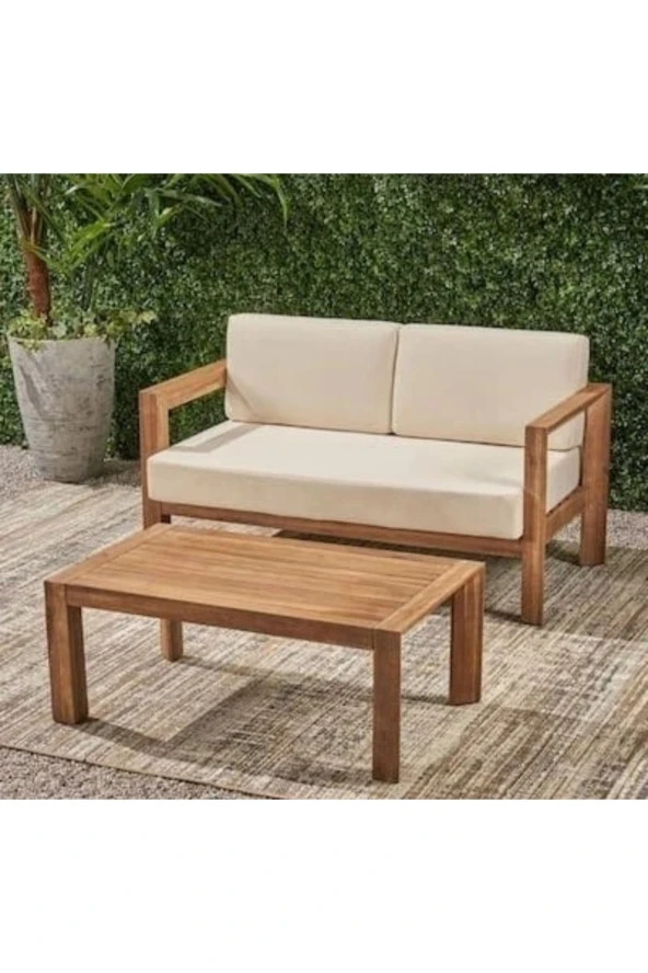 ODUNS Mia 2+1+1 Bahçe Balkon Teras Ahşap Oturma Grubu - 3