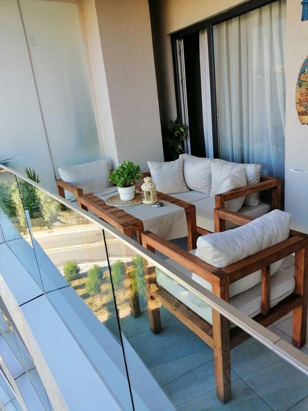 ODUNS Mia 2+1+1 Bahçe Balkon Teras Ahşap Oturma Grubu - 4