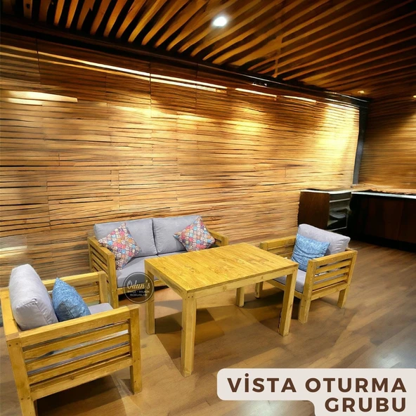 ODUNS Vista Bahçe Balkon Teras Ahşap Oturma Grubu - 2