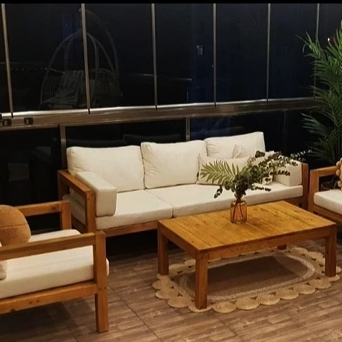 ODUNS Hera 3+1+1 Bahçe Balkon Teras Ahşap Oturma Grubu - 2