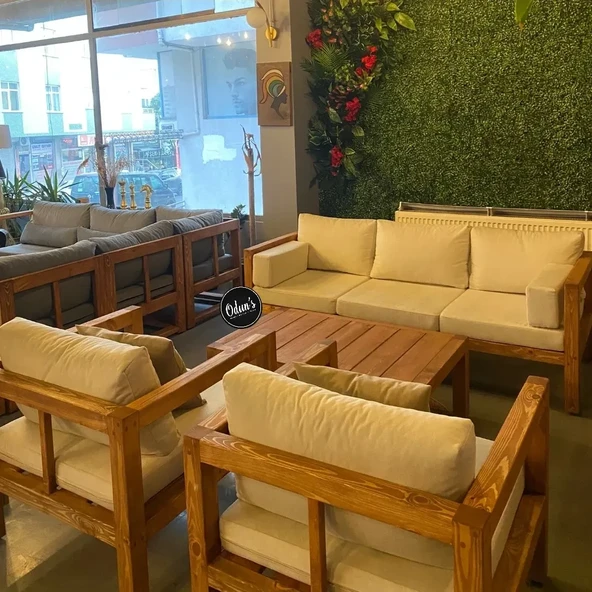 ODUNS Hera 3+1+1 Bahçe Balkon Teras Ahşap Oturma Grubu - 3