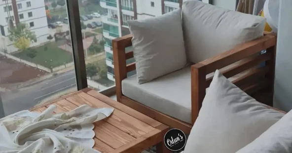 ODUNS Vista Bahçe Balkon Teras Ahşap Oturma Grubu - 4