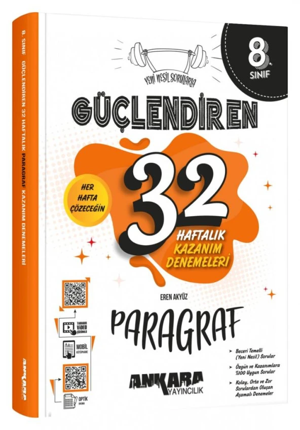 Ankara 8. Sınıf Paragraf Güçlendiren 32 Haftalık Deneme 2023