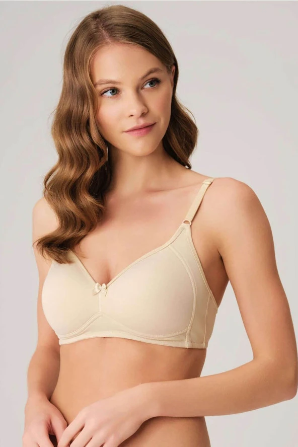 Kadın Balensiz Desteksiz Beyaz Dolgusuz Toparlayıcı Yumuşak Süngerli Günlük Klasik Küçültücü Sütyen - 3