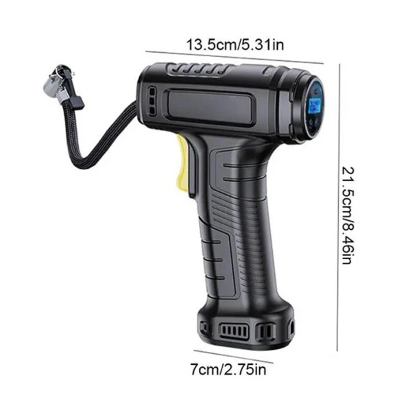 Zhltools 120W Kablosuz Basınç Göstergeli Mini Hava Pompası Kompresör - 8