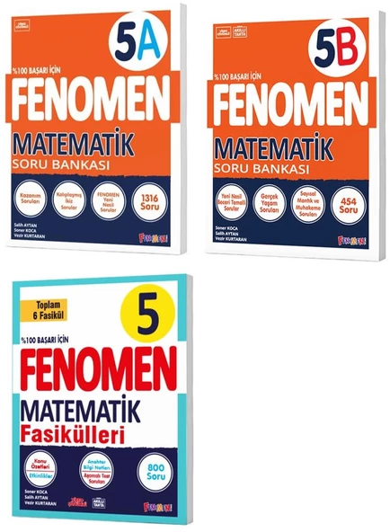 Fenomen Okul 2024 5. Sınıf Matematik A + B Soru + Fasikül Seti Seti 3 Kitap 2024 - Resim 2