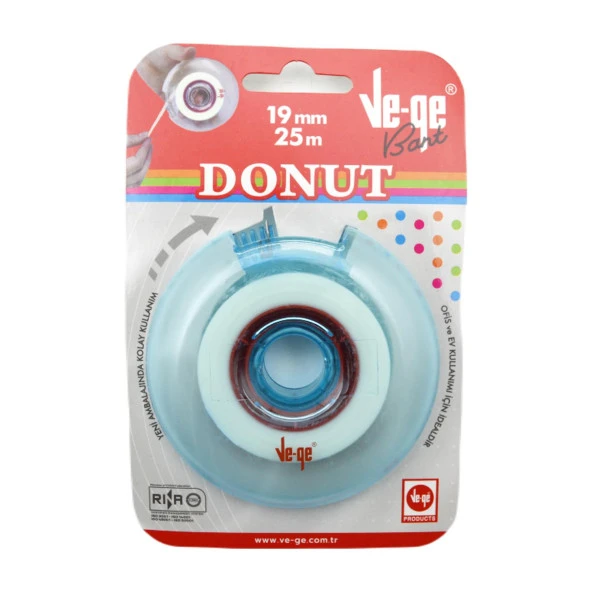 Vege Donut Soft Görünmez Bant 19x25 m Bant Kesme Makineli Mavi