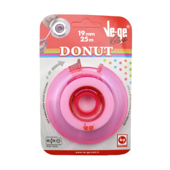 Vege Donut Soft Görünmez Bant 19x25 m Bant Kesme Makineli Pembe