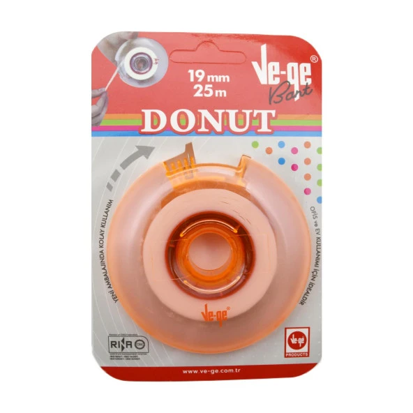 Vege Donut Soft Görünmez Bant 19x25 m Bant Kesme Makineli Turuncu