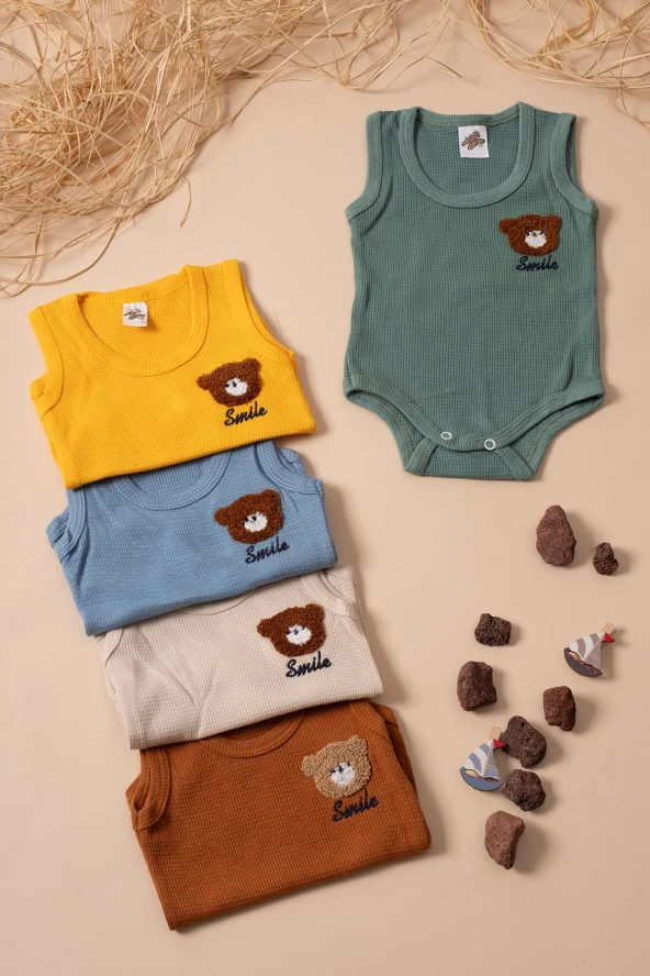 5li Bebek Atlet Body Renkli Smile Desenli Zıbın - 2