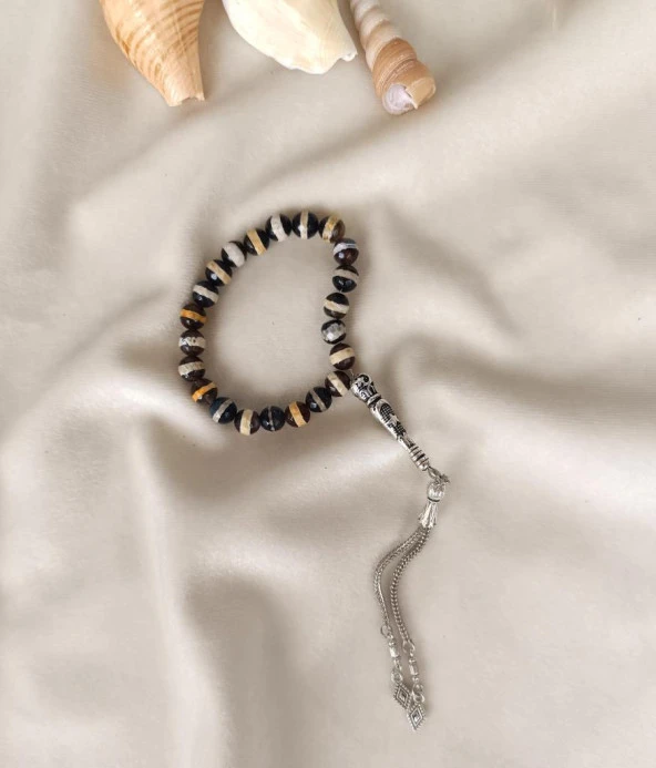 Tesbih Tibet Akiği Doğal Taş Tespih Erkek Aksesuar