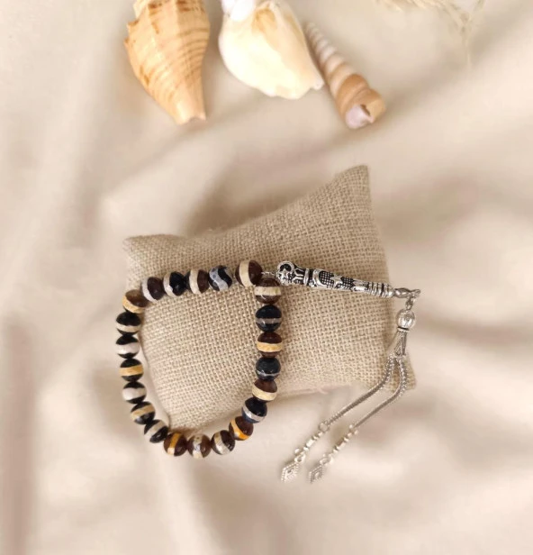 Tesbih Tibet Akiği Doğal Taş Tespih Erkek Aksesuar - 3