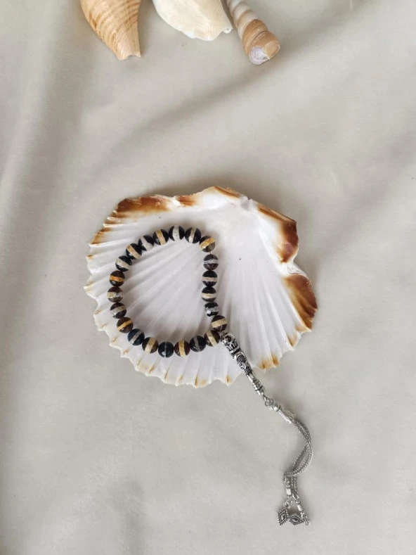 Tesbih Tibet Akiği Doğal Taş Tespih Erkek Aksesuar - 4