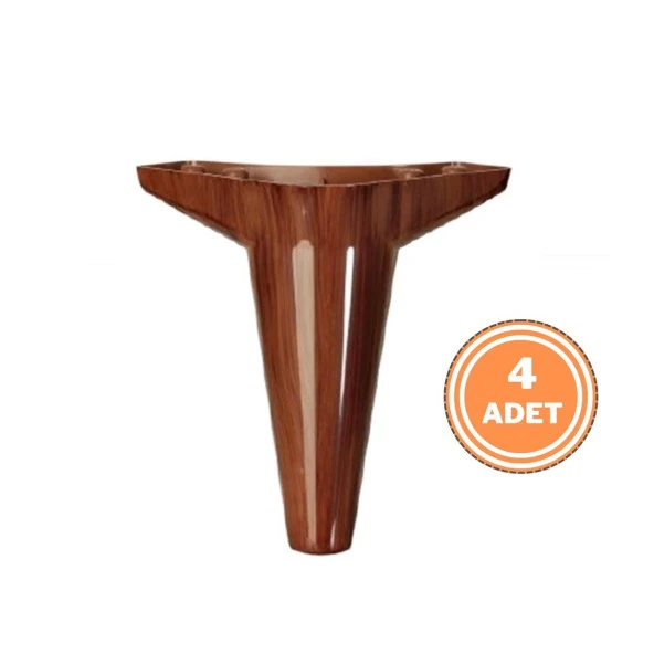 4 Adet Wetra Lükens Ayak Dolap Mobilya Koltuk Ayağı 15 cm Ahşap Desen