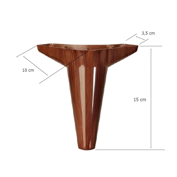 4 Adet Wetra Lükens Ayak Dolap Mobilya Koltuk Ayağı 15 cm Ahşap Desen - 2