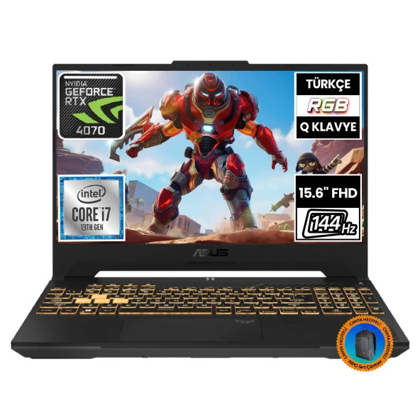 Asus TUF Gaming F15 FX507VI-LP096A2 i7-13620H 16GB 512SSD+1TBSSD RTX4070 15.6" FullHD FreeDOS Taşınabilir Bilgisayar-CNT003