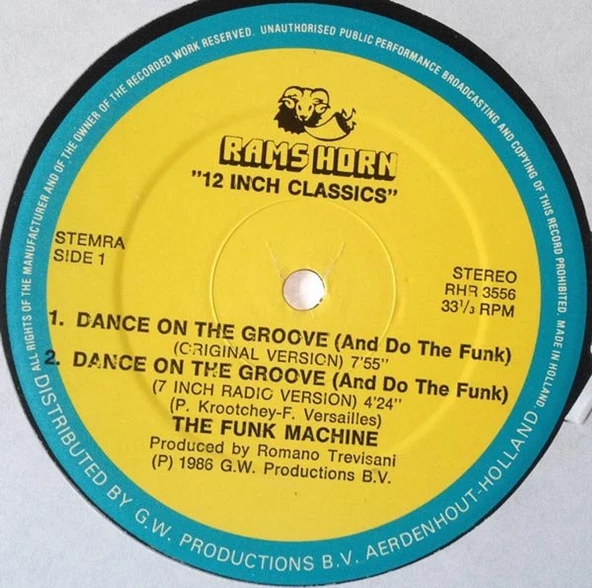 Rams Horn - Funk Machine – Dance On The Groove (And Do The Funk) italo Disco plak alithestereo