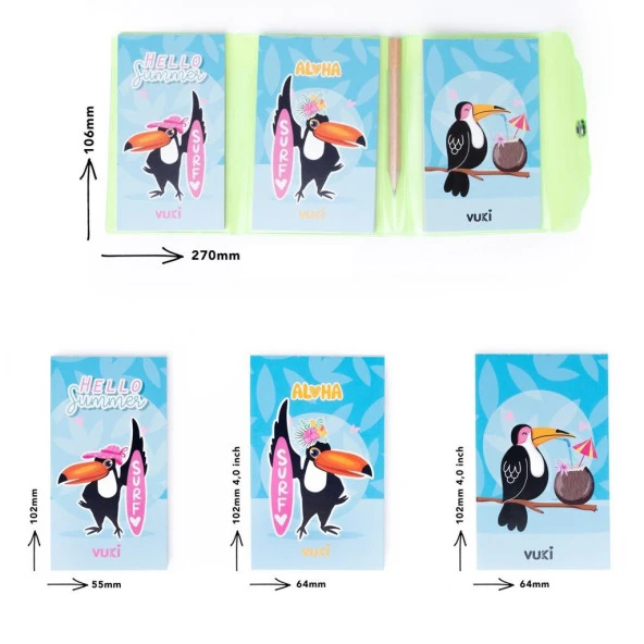 Renkli Mini Kalemli Defter Hayvanlar - 3