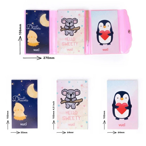 Renkli Mini Kalemli Defter Hayvanlar - 9