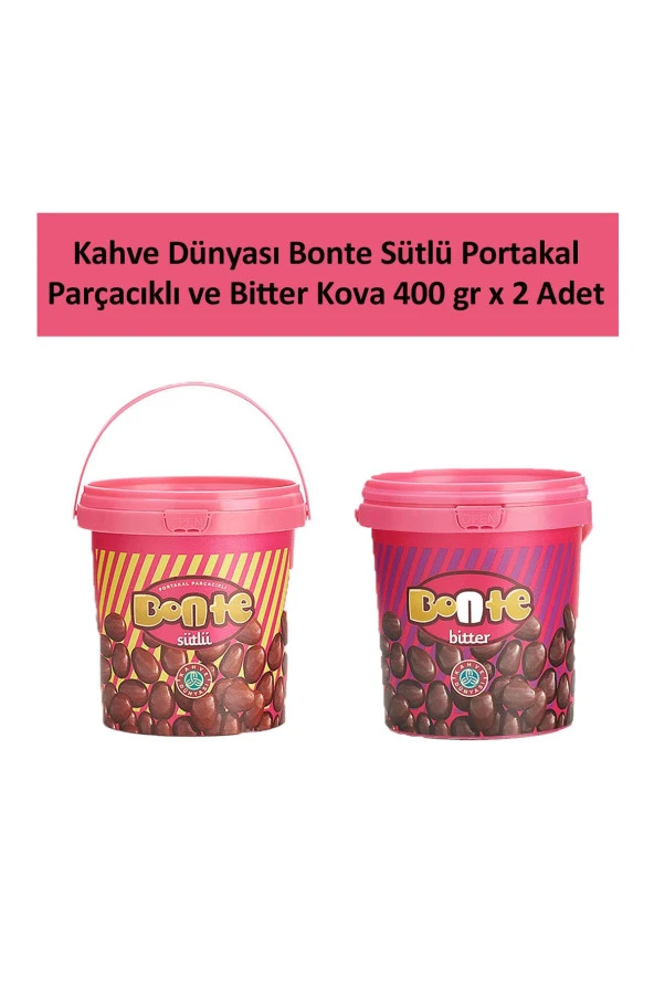 Kahve Dünyası SÜTLÜ BONTE Portakal Parçacık ve BİTTER KOVA 400 GR x 2 Adet