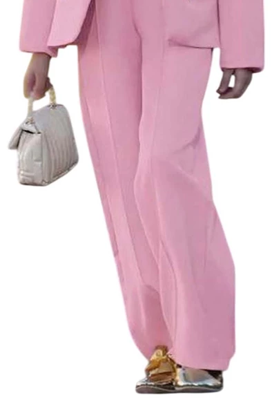 Kız Çocuk Blazer Ceket ve Zincir Detaylı Pudra Tulum - Resim 3