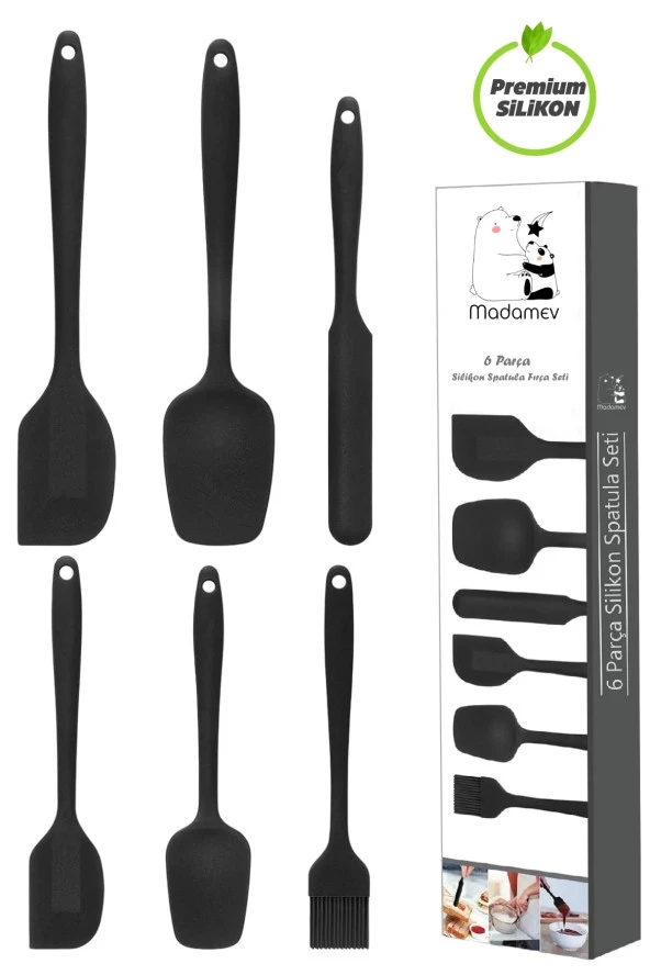 6'lı Silikon Spatula Fırça Seti Pratik Yemek Hazırlık Gereçleri Kaşık Bıçak Spatula Servis Seti