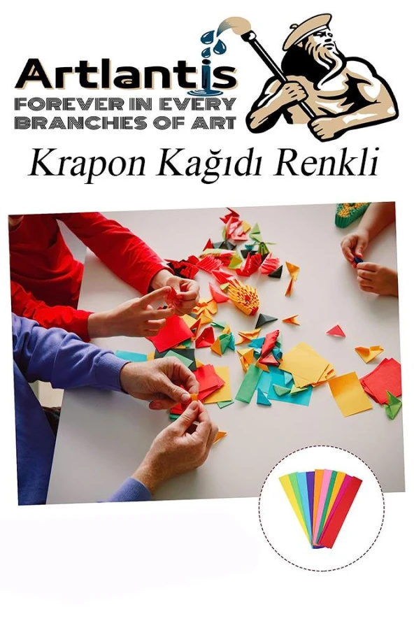 Fosforlu Krapon Kağıdı 5 Renk 50x200 cm 1 Paket Grapon Kağıdı Karışık Renkli 5'li Okul Sınıf Kreş - 5