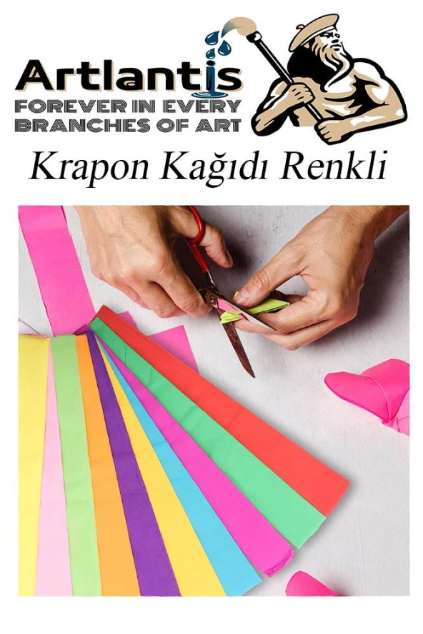 Fosforlu Krapon Kağıdı 5 Renk 50x200 cm 1 Paket Grapon Kağıdı Karışık Renkli 5'li Okul Sınıf Kreş - 6