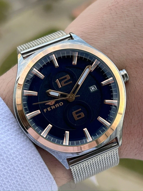 Ferro Hasır Kordon Takvimli 30 Mt Su Geçirmez Erkek Kol Saat EF11090-E3 ürün görseli