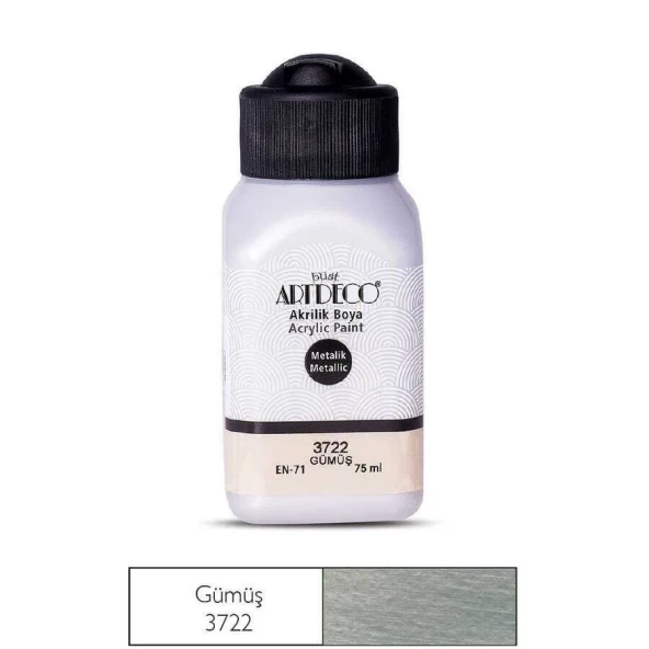 Artdeco Akrilik Boya Metalik 75 ml Gümüş