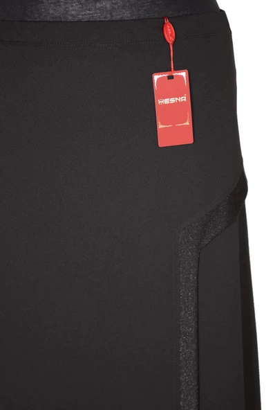 Hesna Kadın Talia Sim Pervazlı Astarlı Lastikli Siyah Çan Etek - 3