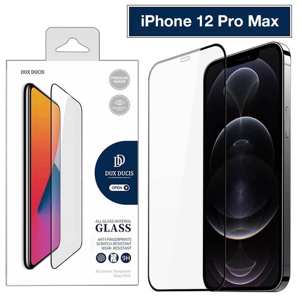 Dux Ducis iPhone 12 Pro Max 6.7inç Tempered Cam Ekran Koruyucu 10D Full Kaplama