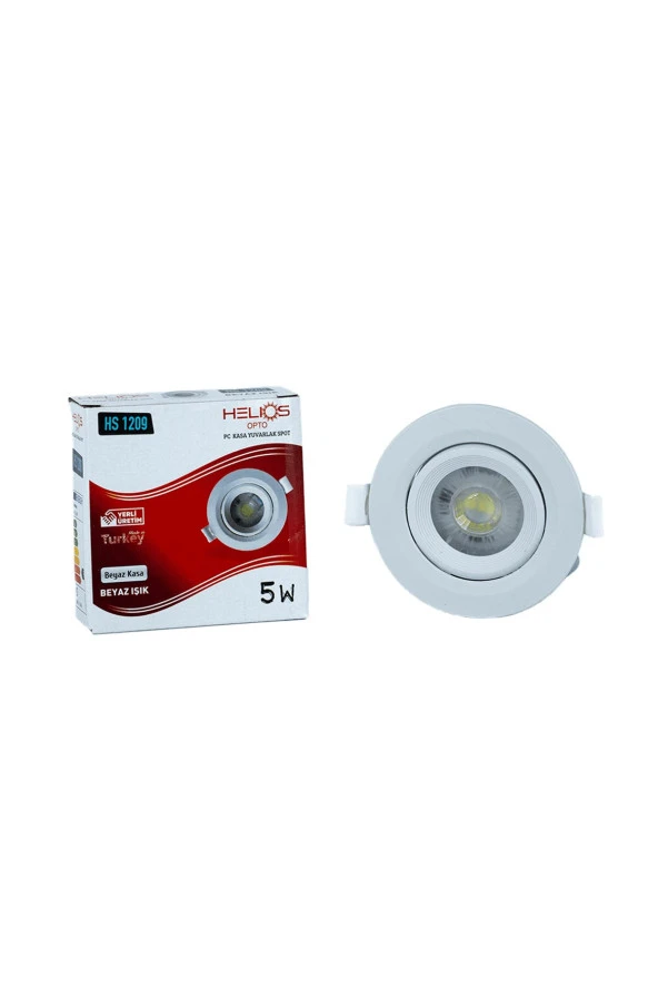 Helios Opto 5W Plastik Beyaz Kasa Yuvarlak Spot 6500K Beyaz HS 1209
