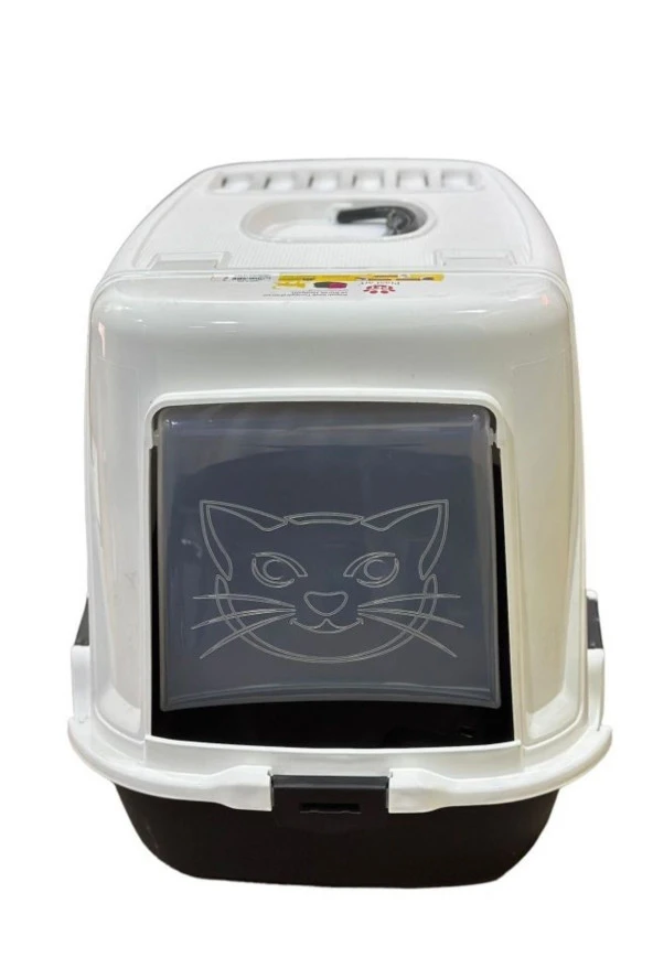 Pet Plast'art Kapalı Kedi Wc ( Filtre & Kürek Hediyeli ) Pt305 Siyah-beyaz