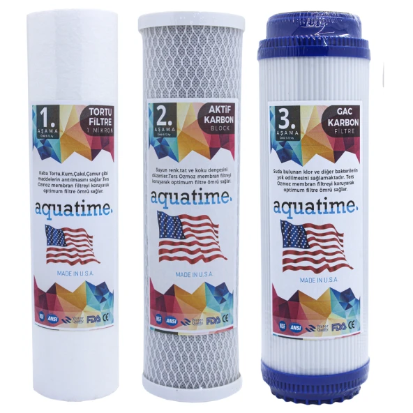 Açık Kasa Su Arıtma Cihazı Filtresi 3lü Seti Çift Karbonlu - Resim 2