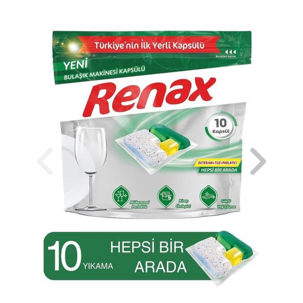 Renax Hepsi Bir Arada Bulaşık Makinesi Tableti 10'lu