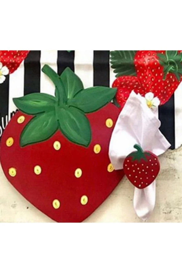 Çilek Peçete Halkası & Peçete Yüzüğü 2'li