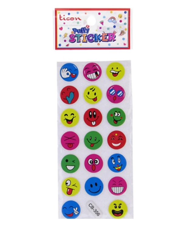 Ticon Sticker Gülen Yüz Renkli - 3 adet