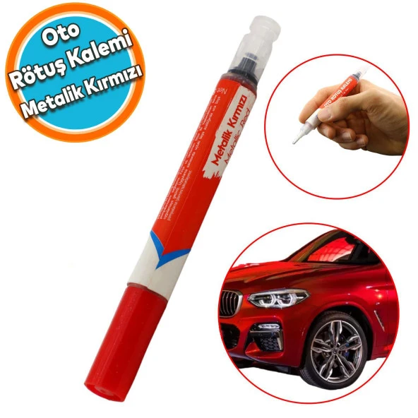 Oto Rötuş Kalemi 5 ML Araç Kaporta Tampon Çizik Giderici Fırça Yenileme Metalik Kırmızı Renk Boya